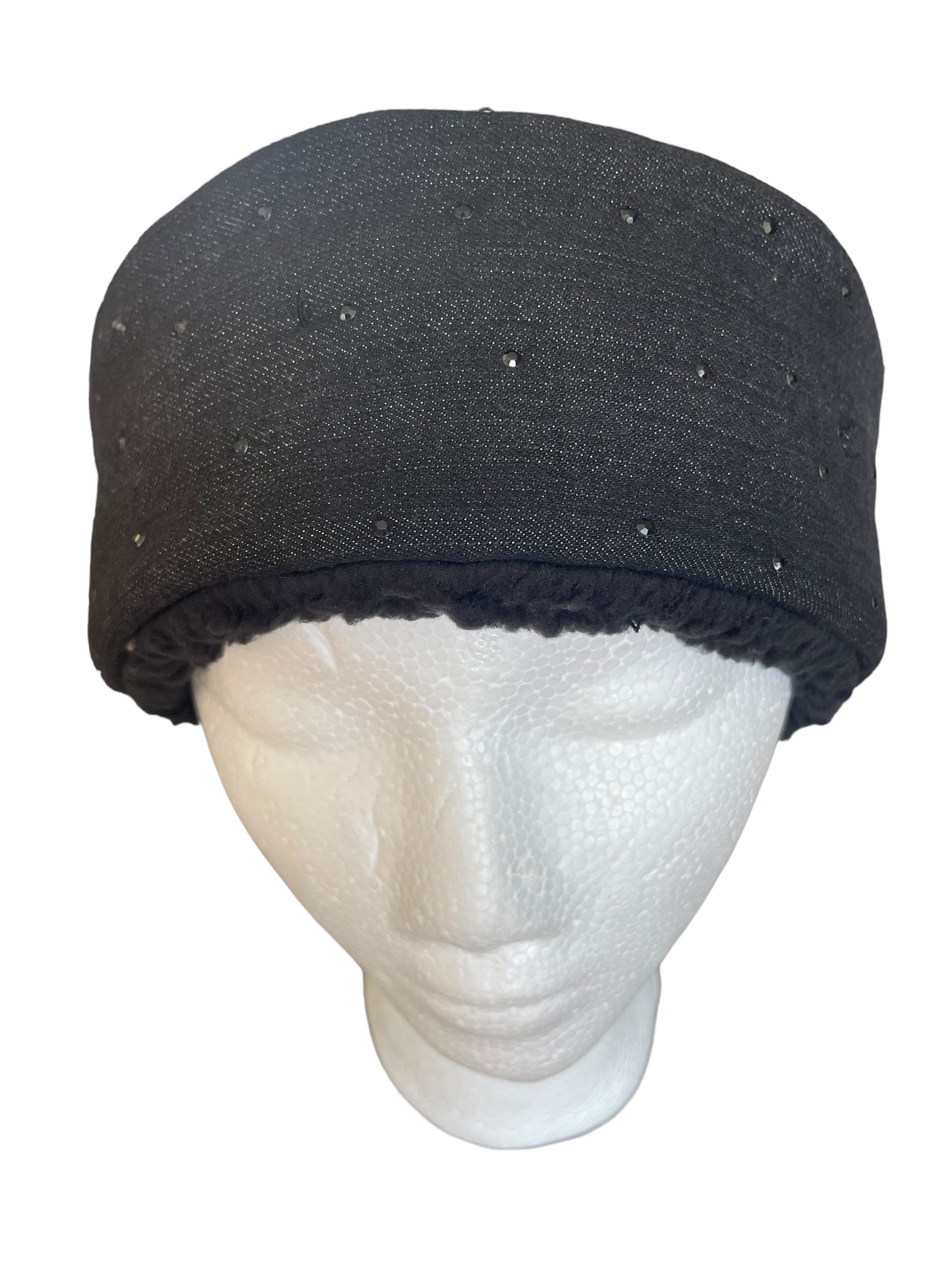 Up-cycled Black Bling Ear Warmer - S/M image 0