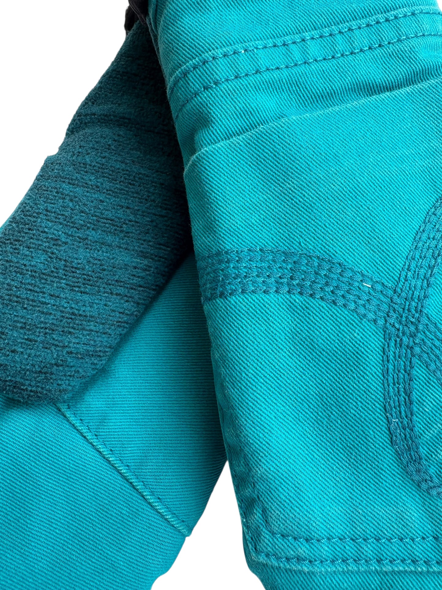 Up-cycled Teal Denim Mittens - Large