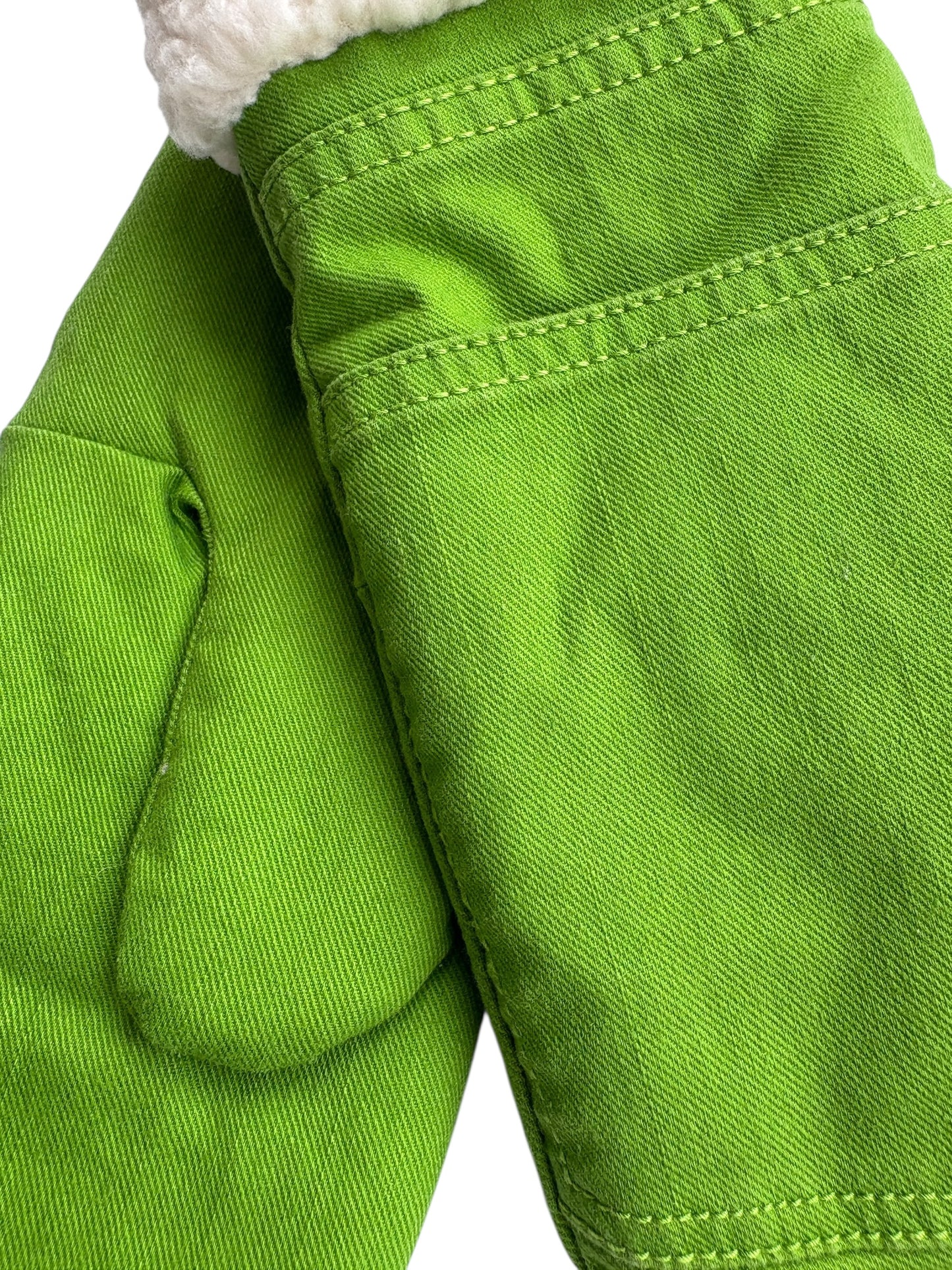 Up-cycled Lime Denim Mittens - Large