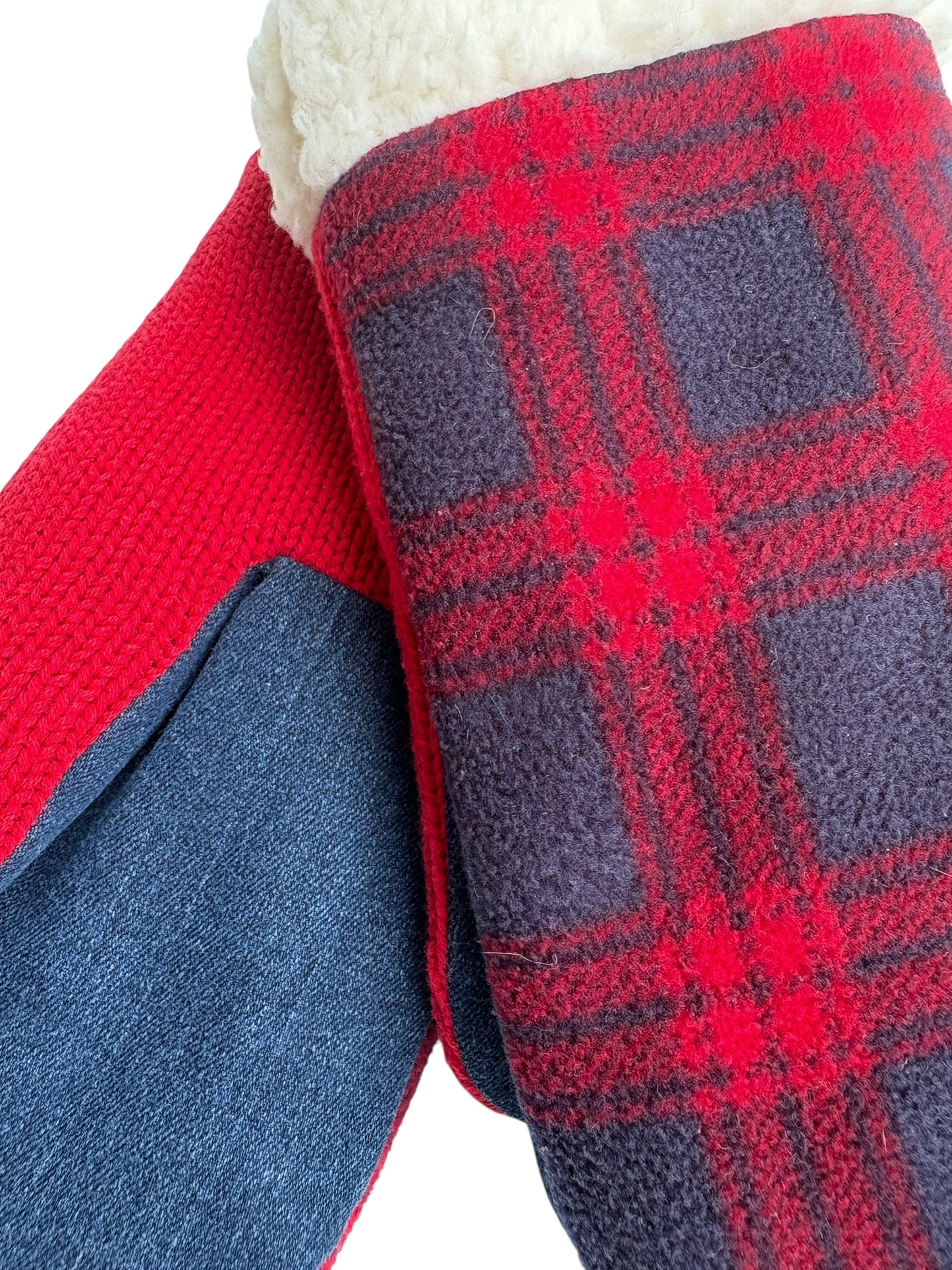 Up-cycled Plaid Fleece Mittens - Large