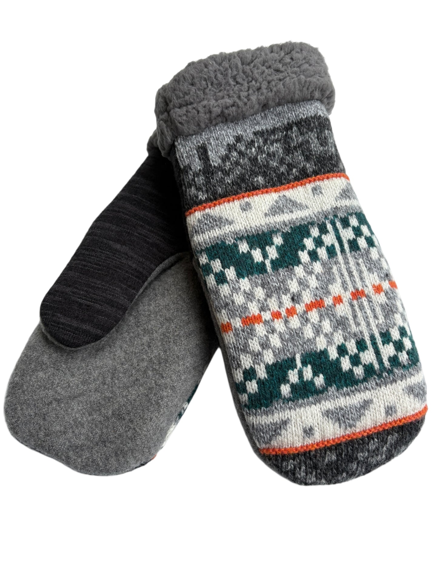 Up-cycled Gray Knit Mittens - Large