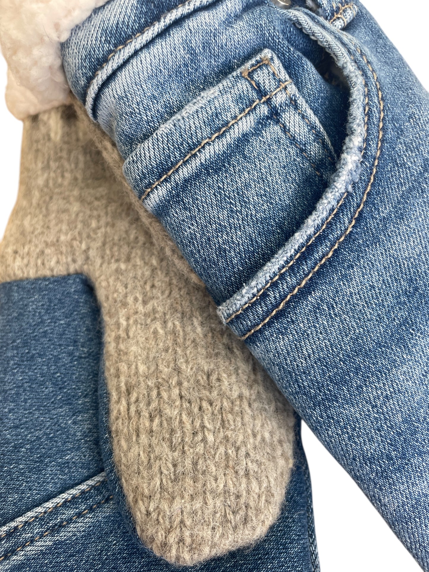 Up-cycled Denim Blue Jean Mittens - Medium