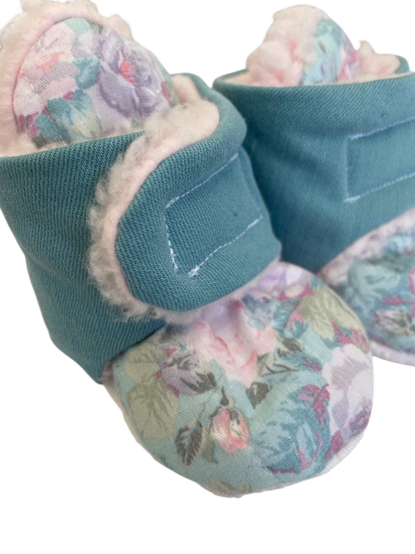0-3 Month Baby Booties – Upcycled & Sherpa-Lined