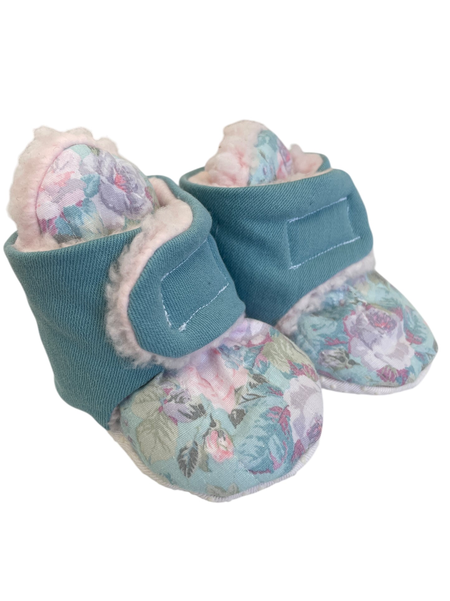 0-3 Month Baby Booties – Upcycled & Sherpa-Lined