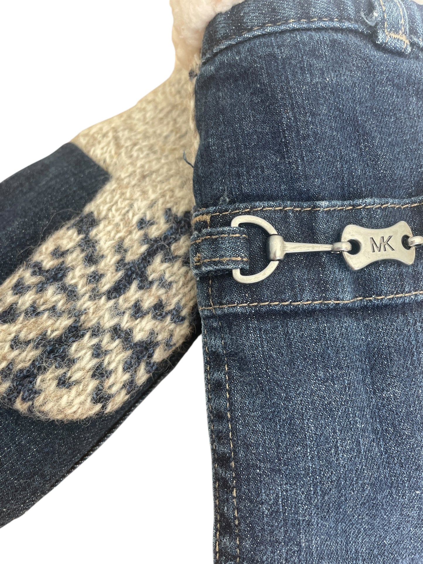 Up-cycled Denim Blue Jean Mittens - Medium