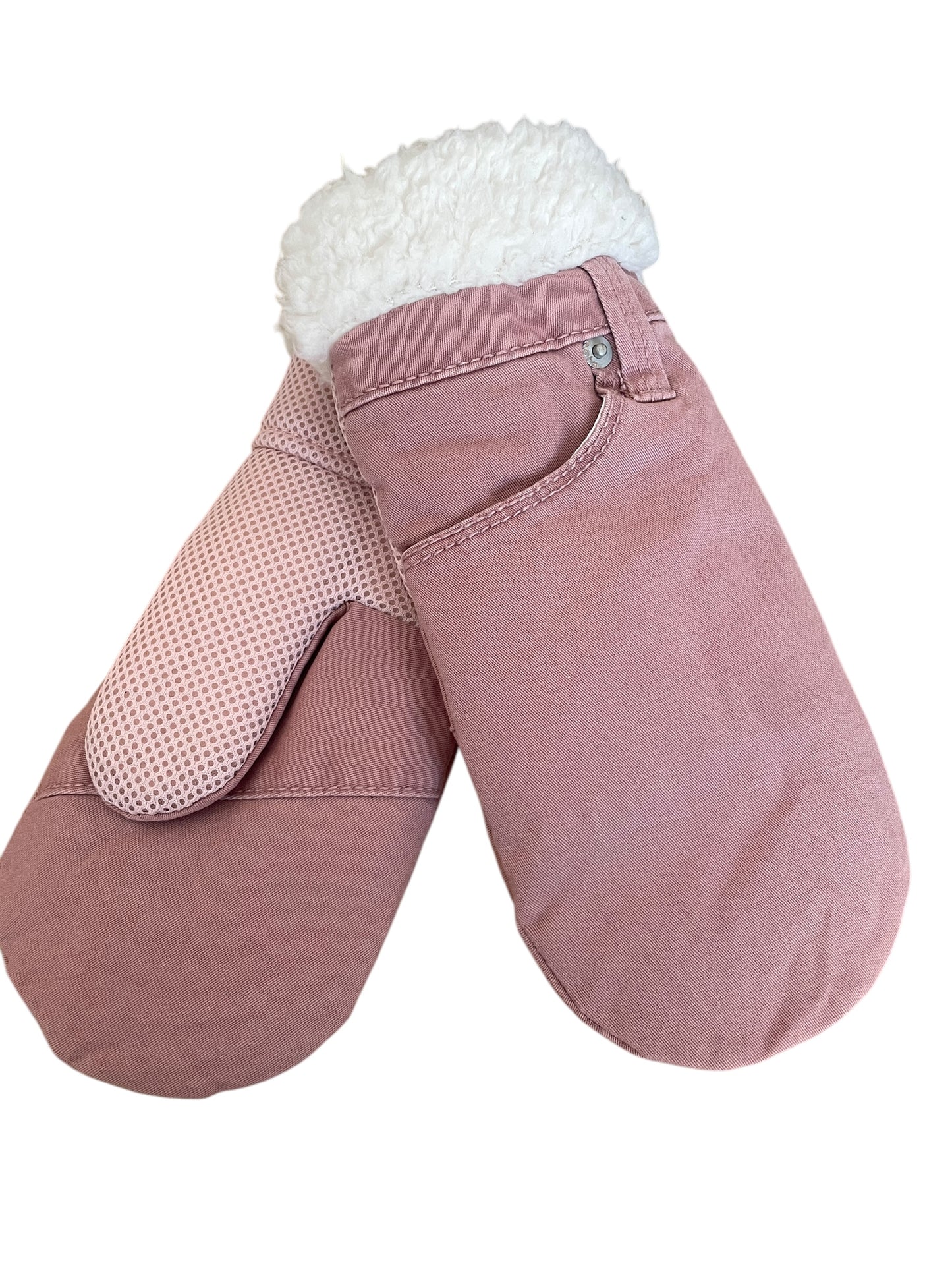 Up-cycled Peach Pocket Mittens - Medium