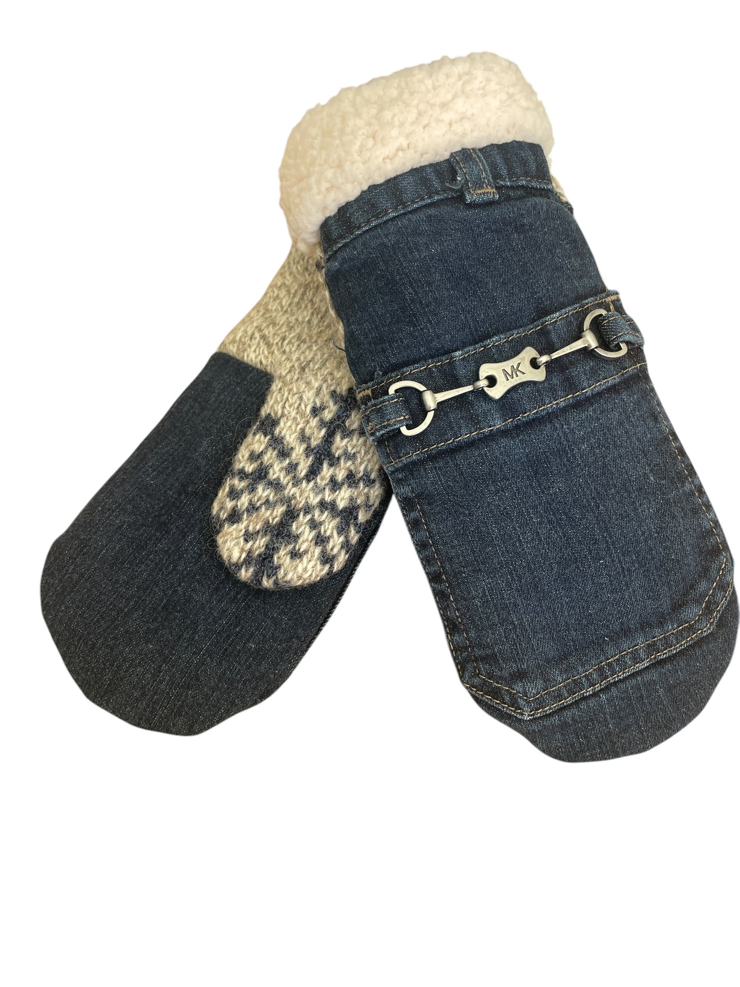 Up-cycled Denim Blue Jean Mittens - Medium