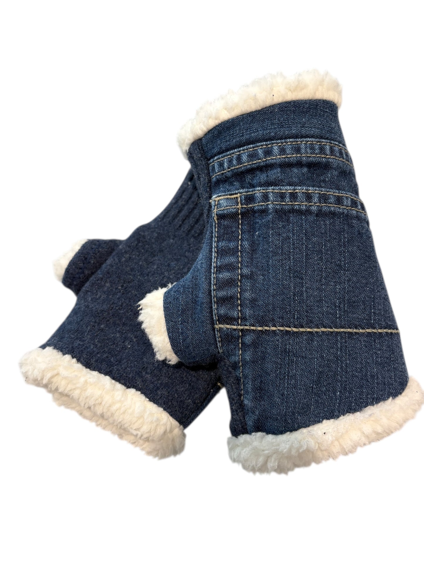 Up-cycled Blue Jean Mittens with Pocket