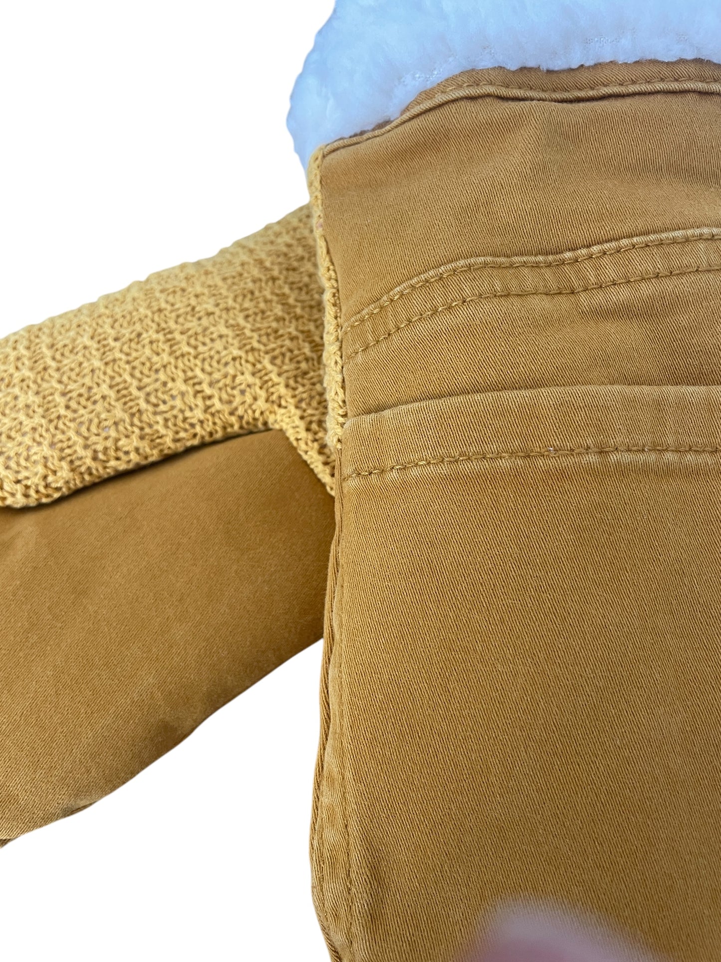 Up-cycled Mustard Pocket Mittens - Medium