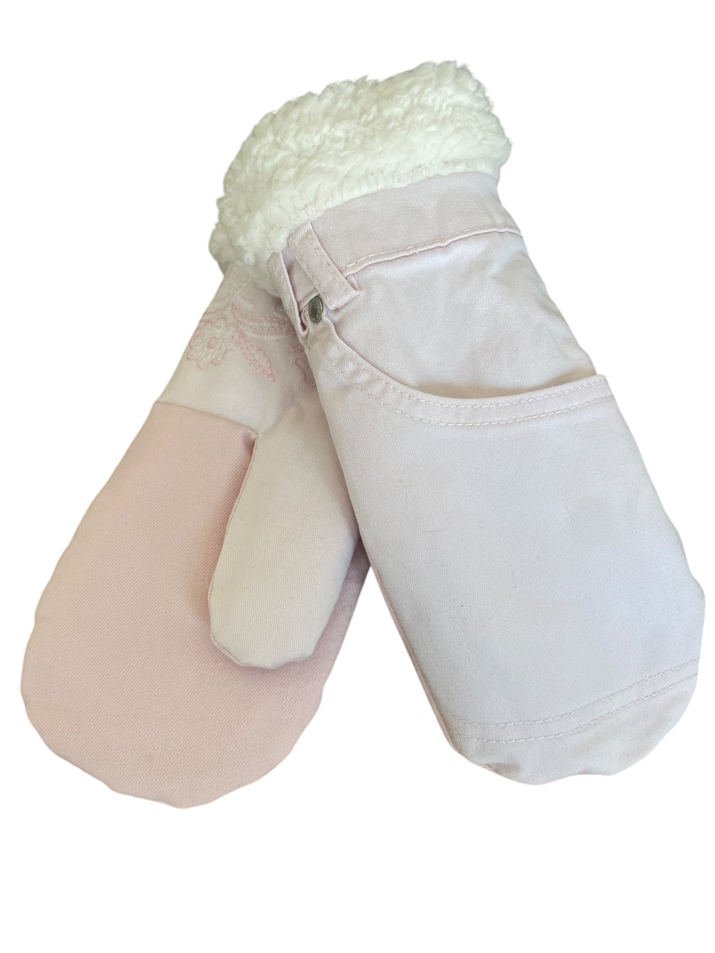 Up-cycled Soft Pink Mittens - Medium