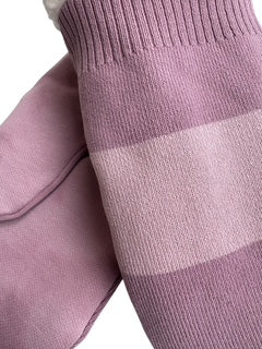 Up-cycled Purple Stripe Knit Mittens - Small