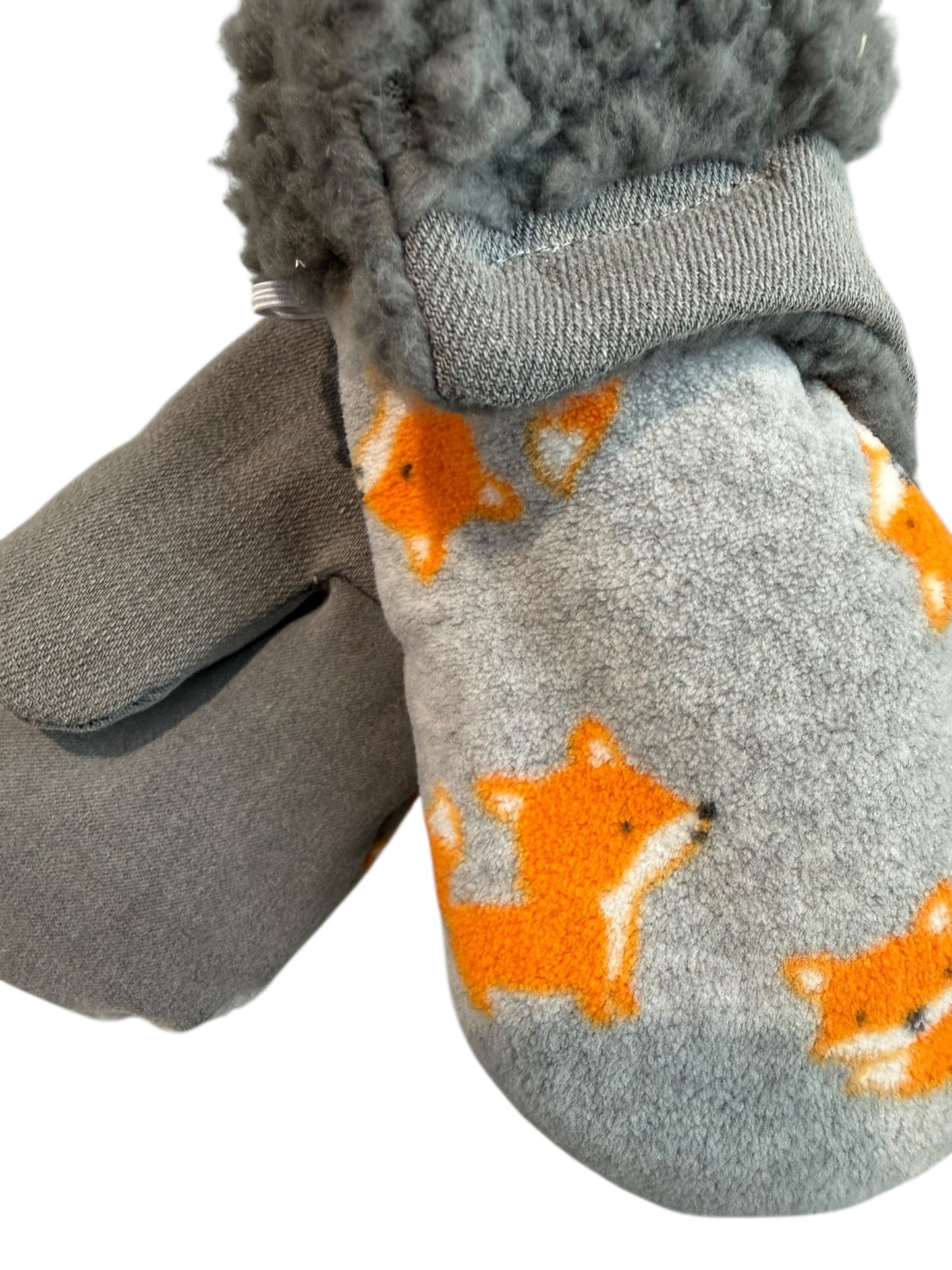 Upcycled Kids Mittens - Small (18 months-3 years) | Hook & Loop Closure | Gray Fox