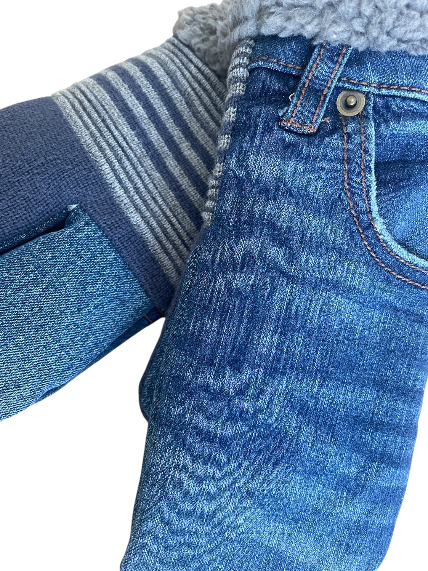 Up-cycled Denim Blue Jean Mittens - Medium