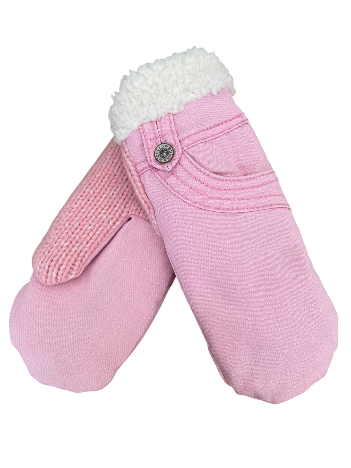 Up-cycled Pink Pocket Mittens - Medium