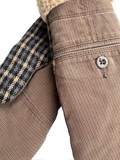 Up-cycled Brown Stripe Plaid Mittens - Large