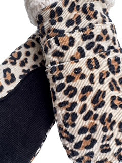 Up-cycled Cheetah Corduroy Mittens - Small