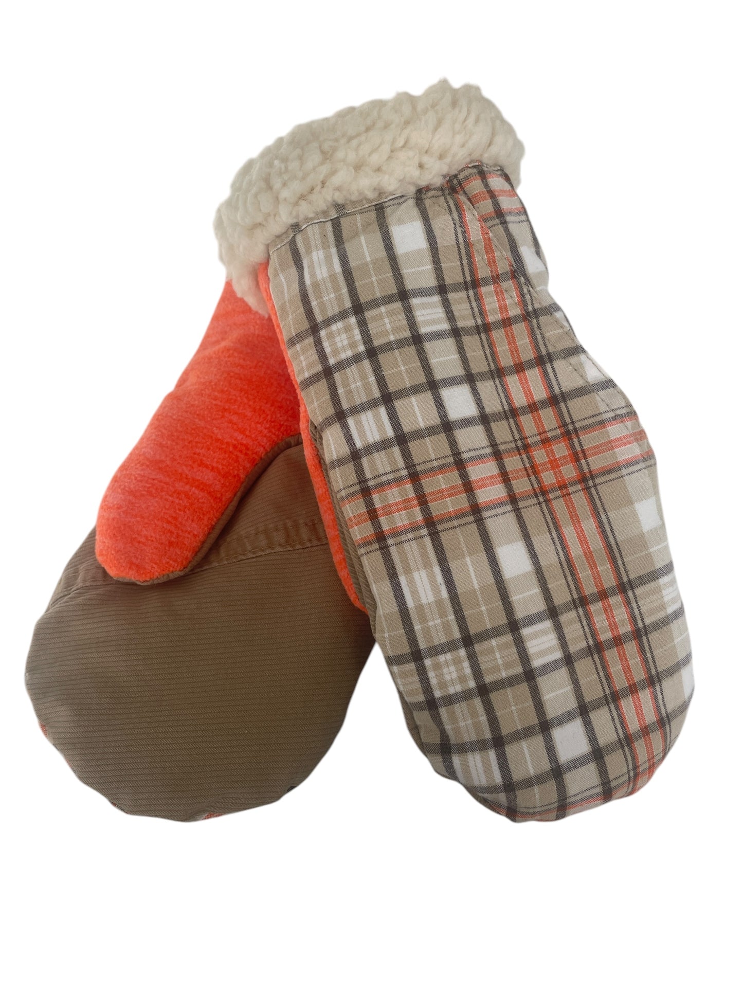 Up-cycled Plaid Pocket Mittens - Small