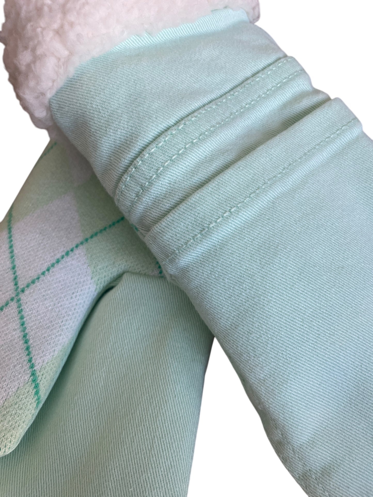 Up-cycled Mint Jean Mittens - Medium