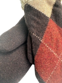 Up-cycled Argyle Knit Mittens - Medium