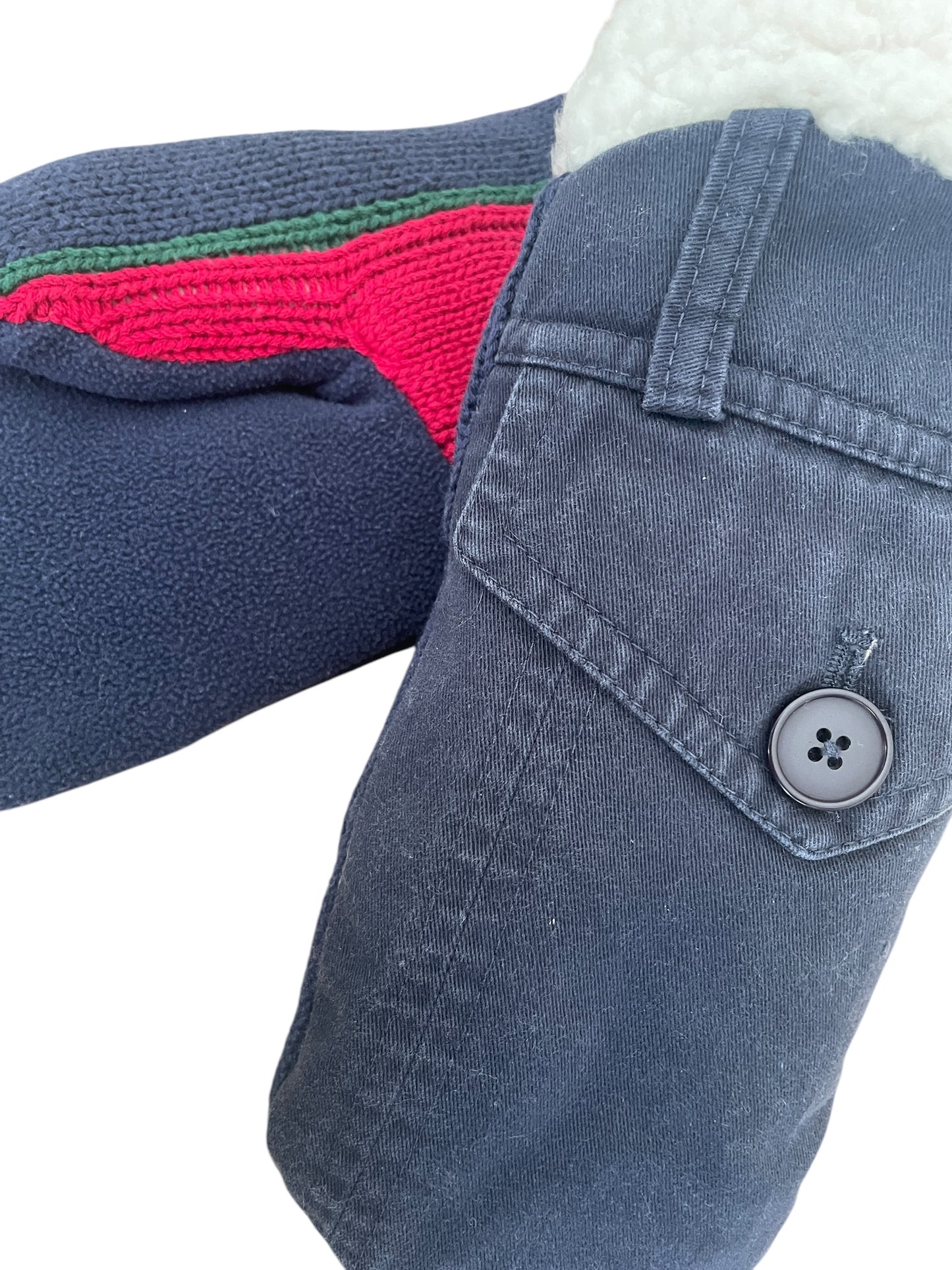Up-cycled Blue Mittens - Medium