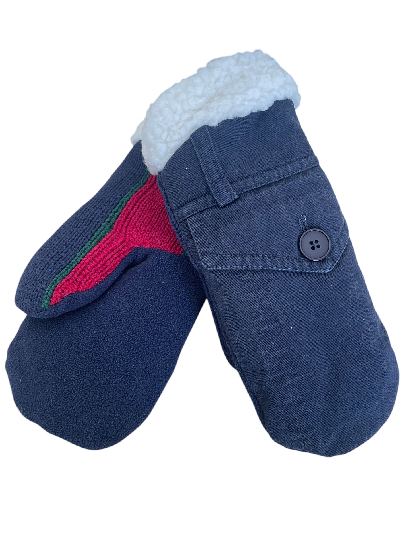 Up-cycled Blue Mittens - Medium
