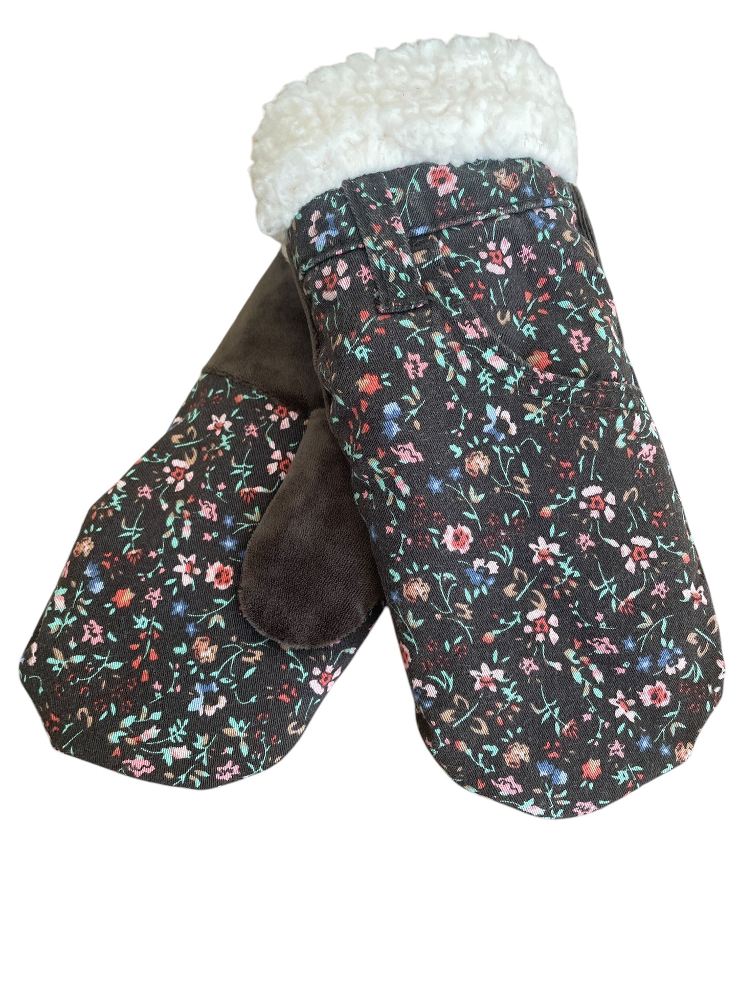 Up-cycled Floral Pocket Mittens - Medium