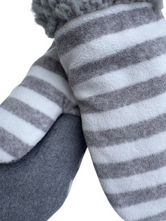 Upcycled Kids Mittens - Medium (4-6 yrs.) | Gray Stripe