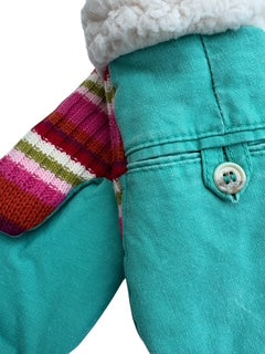 Upcycled Kids Mittens - Large (7 yrs. & up) | Green Stripe