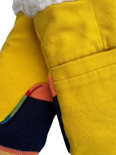 Upcycled Kids Mittens - Medium (4-6 yrs.) | Yellow Pocket Stripe