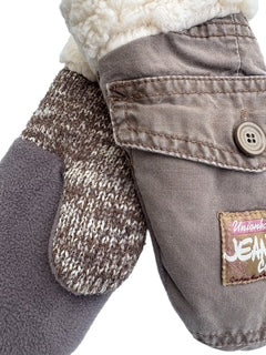 Upcycled Kids Mittens - Large (7 yrs. & up) | Greenish Brown