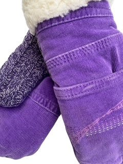Upcycled Kids Mittens - Large (7 yrs. & up) | Purple Corduroy
