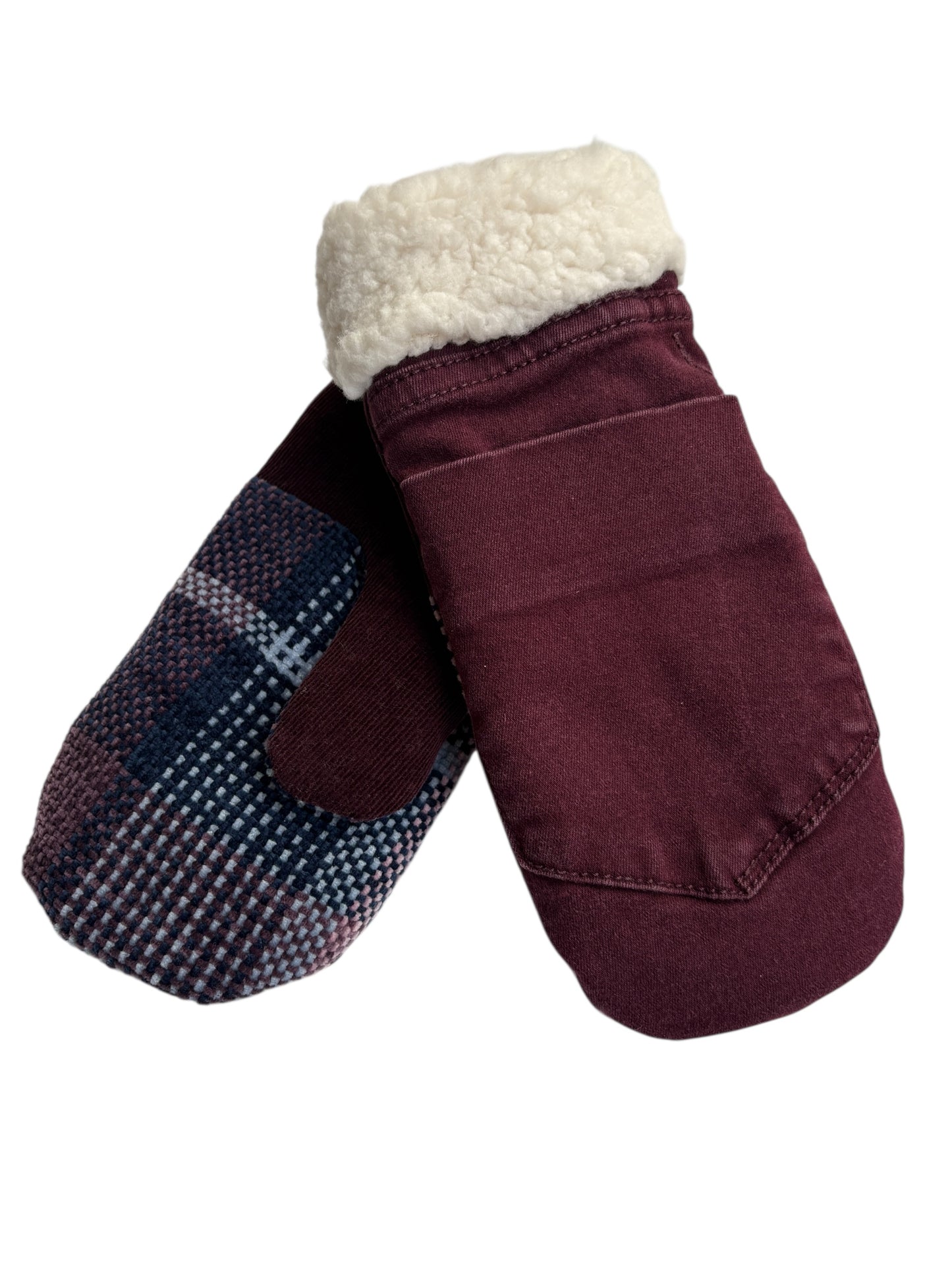 Up-cycled Plum Pocket Mittens - Small