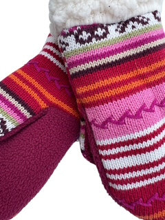 Upcycled Kids Mittens - Medium (4-6 yrs.) | Pink Stripe Knit
