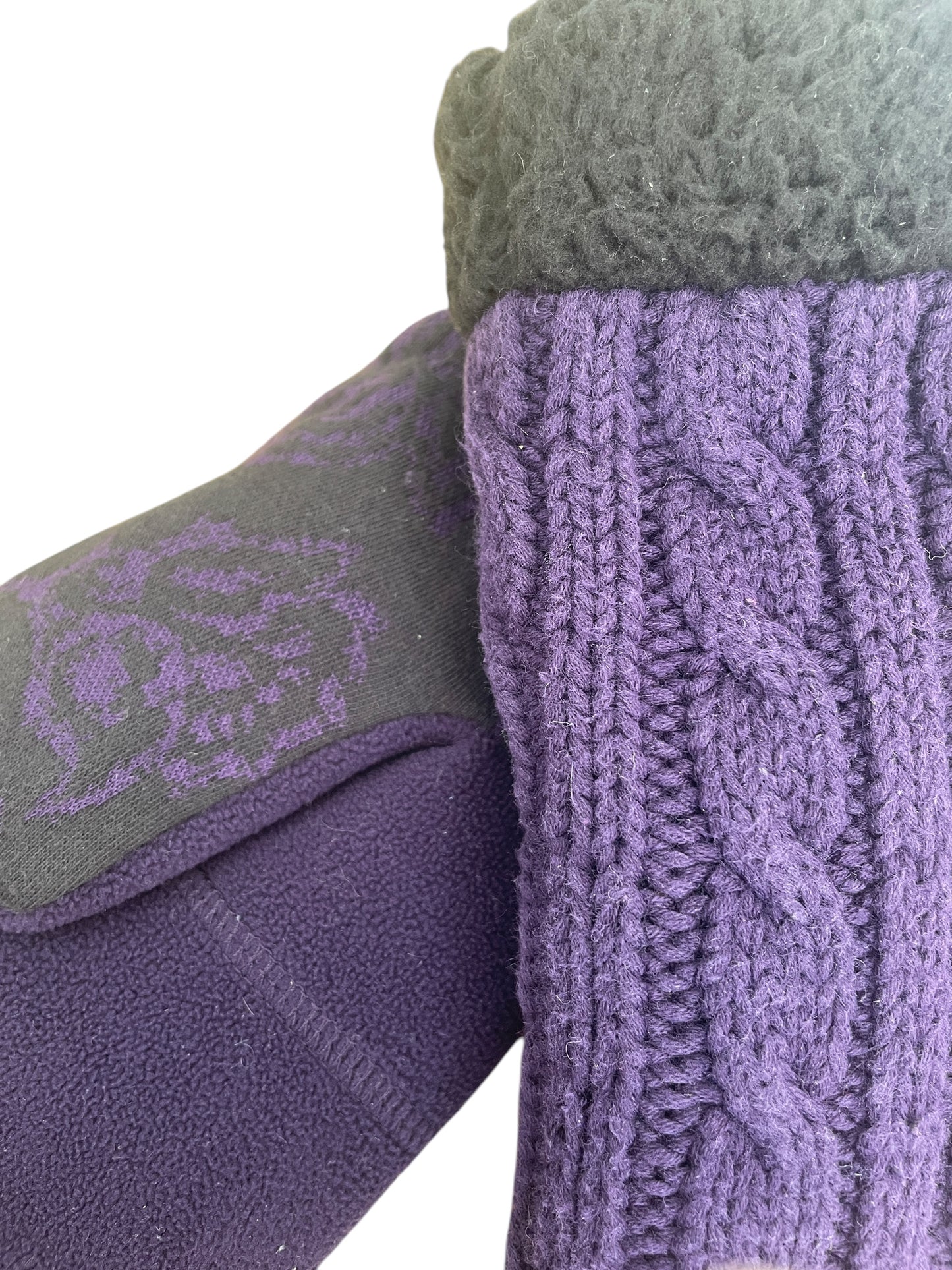 Up-cycled Purple Knit Mittens - Medium