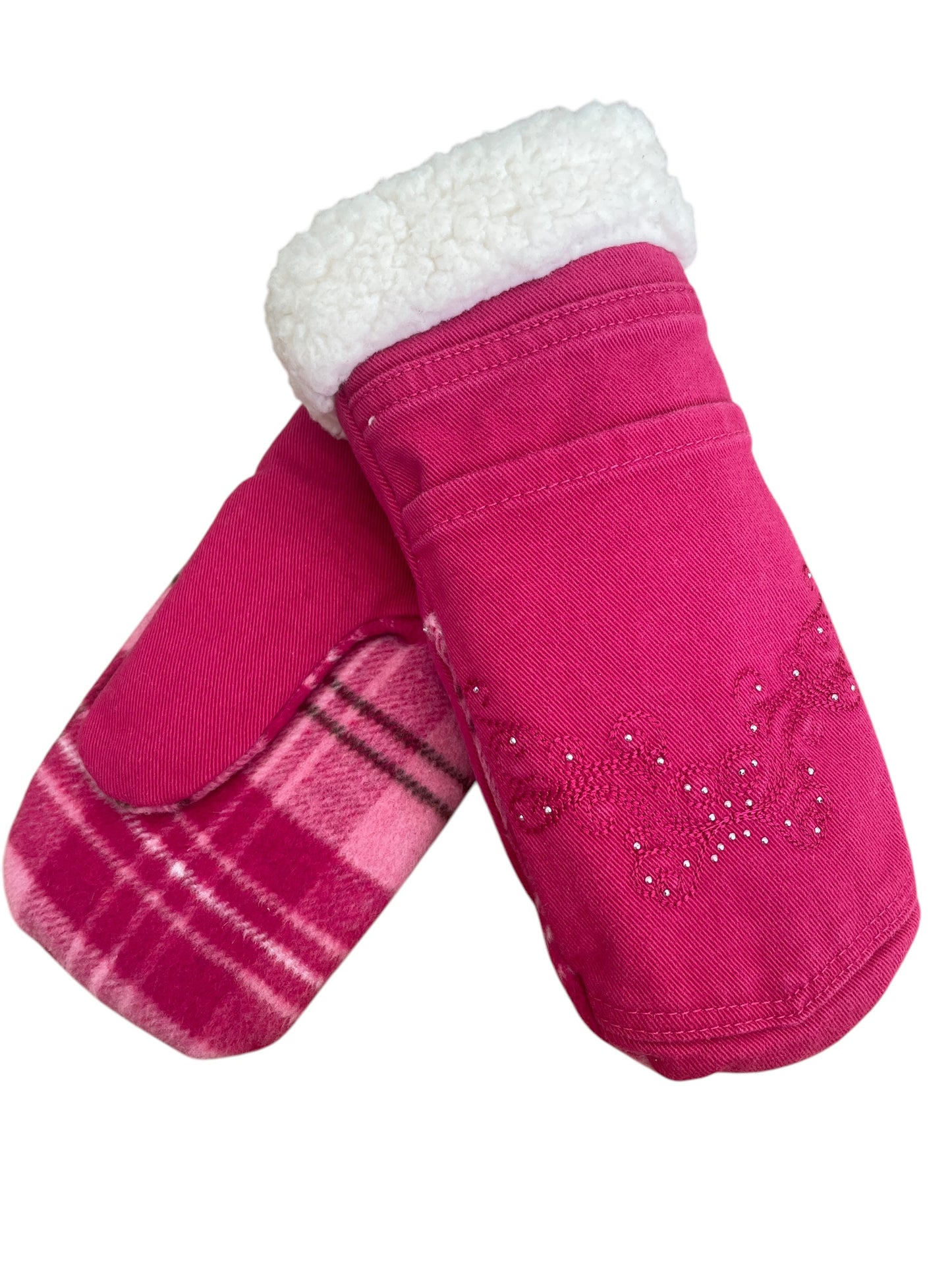Up-cycled Pink Pocket Mittens - Medium