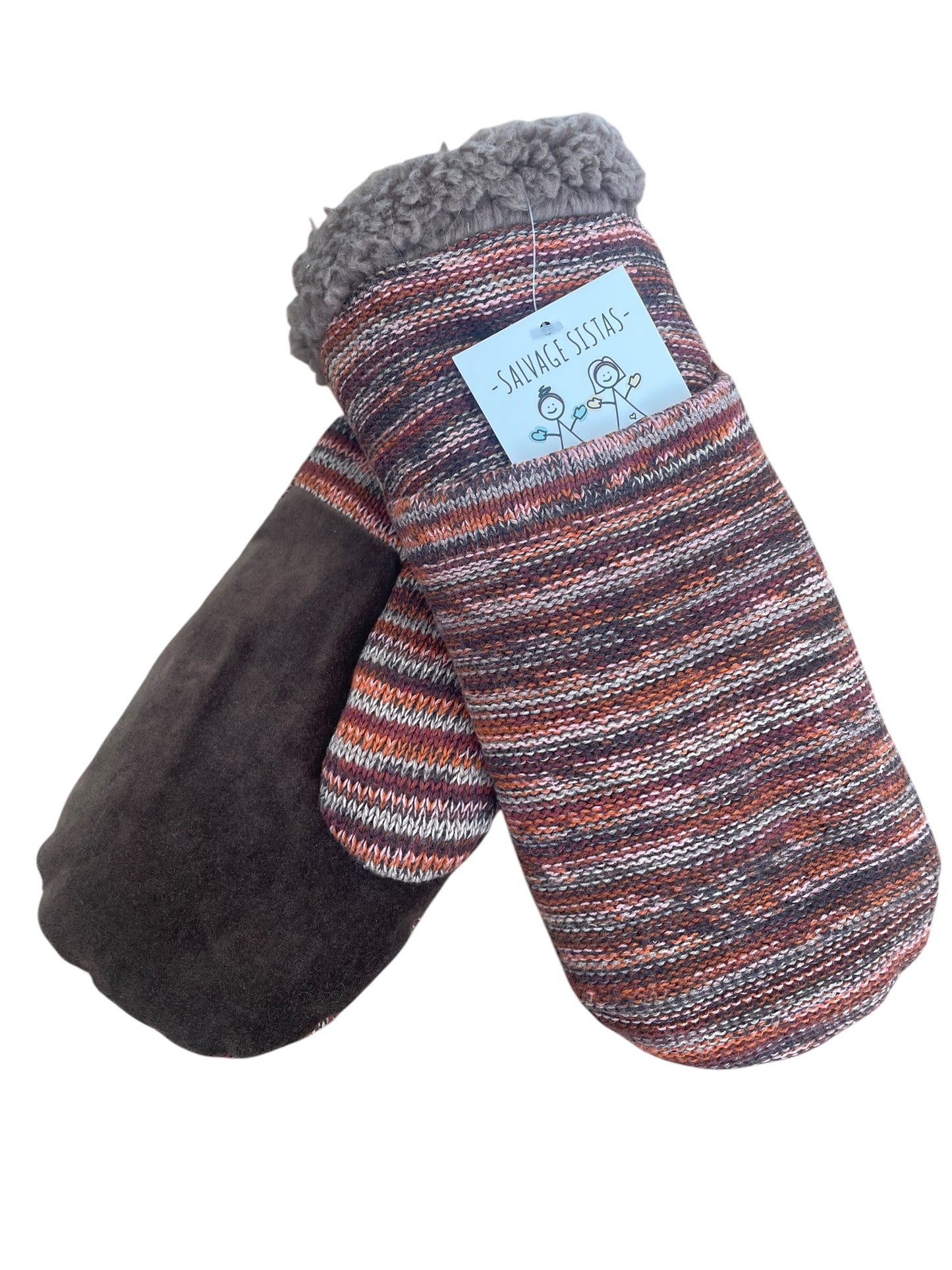 Up-cycled Knit Pocket Mittens - Medium