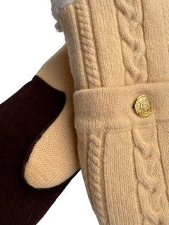 Up-cycled Yellow Knit Pocket Mittens - Small