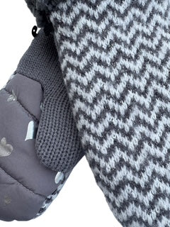 Upcycled Kids Mittens - Large (7 yrs. & up) | Sparkly Gray Chevron Knit