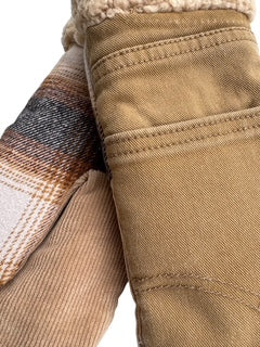 Up-cycled Neutral Denim Mittens - Large