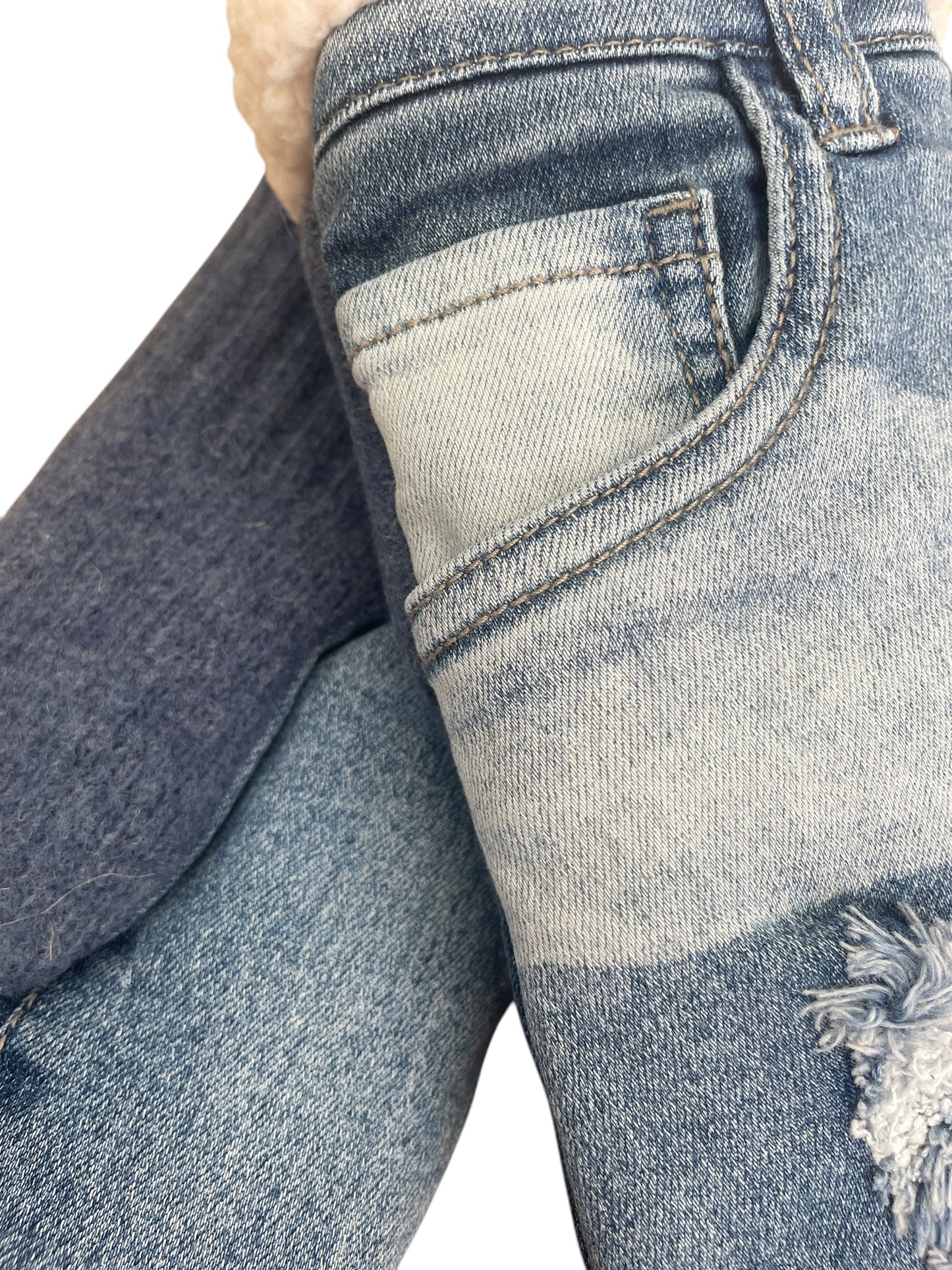Up-cycled Denim Blue Jean Mittens - Medium