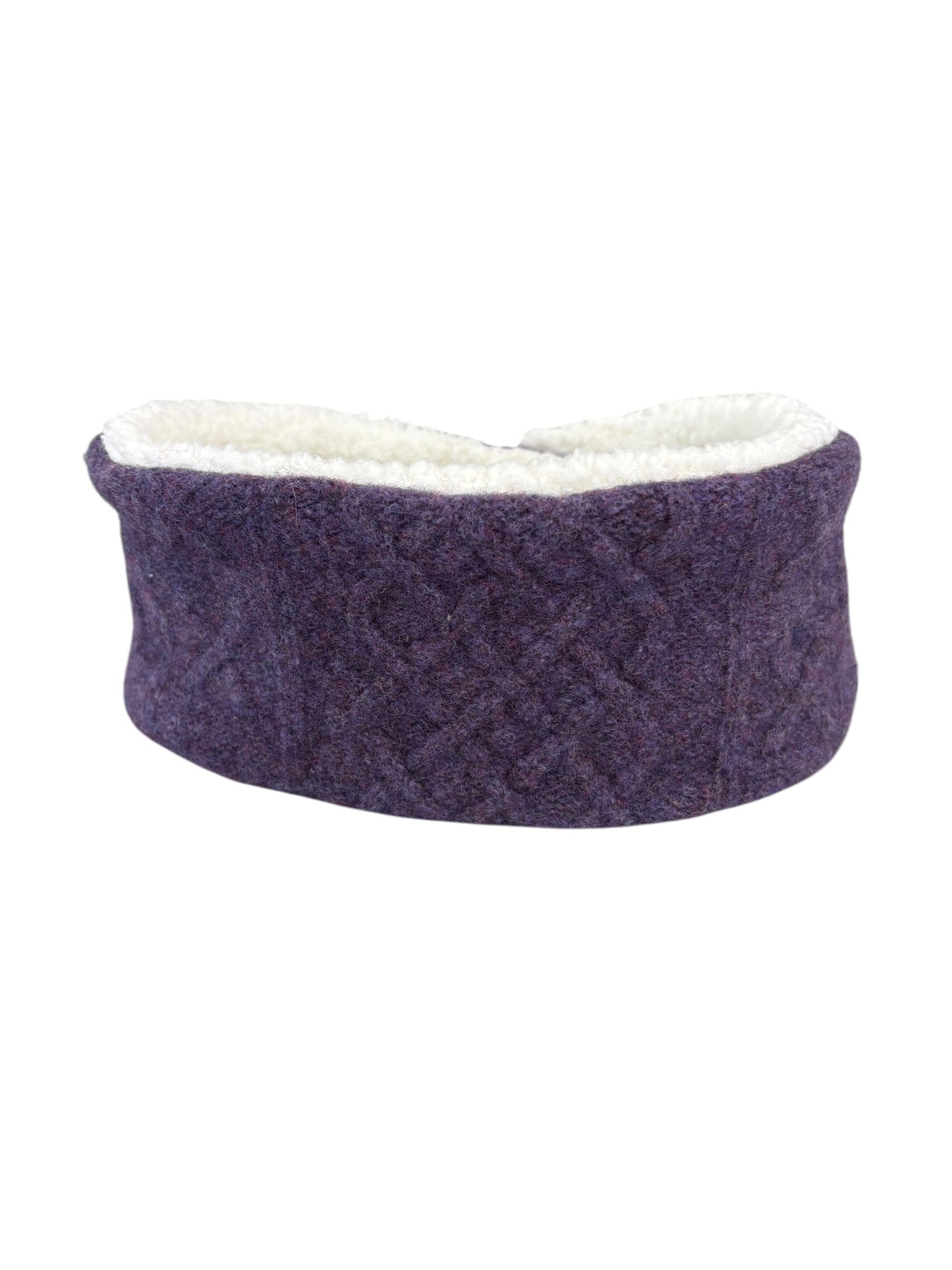 Adjustable Ear & Neck Warmer - Purple Cable Knit