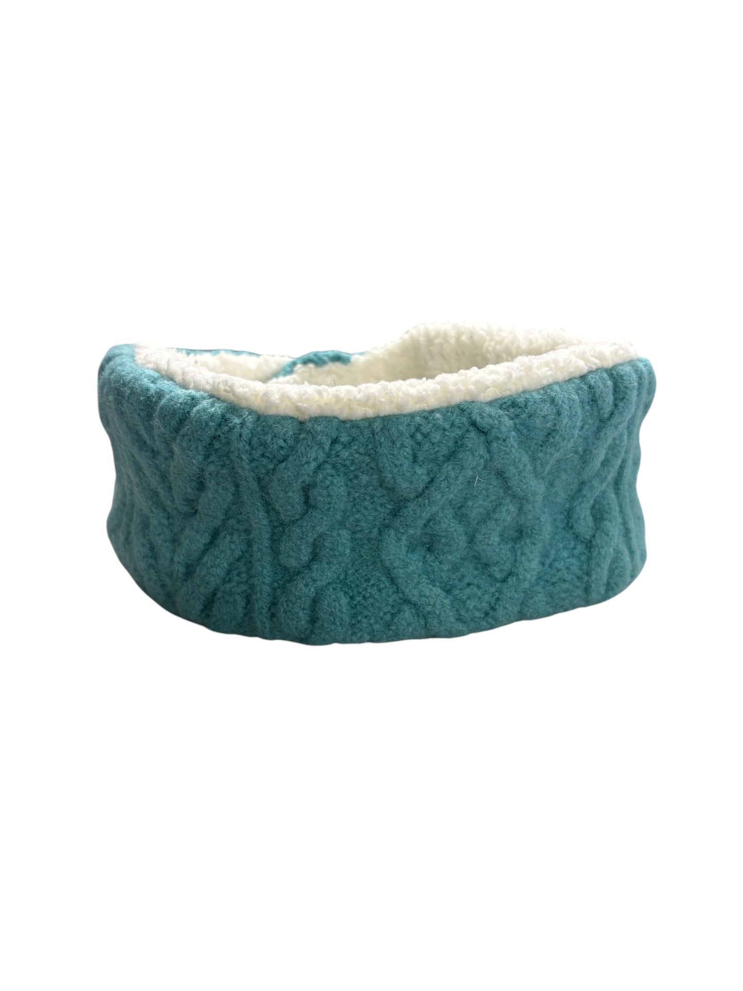 Adjustable Ear & Neck Warmer - Teal Cable Knit