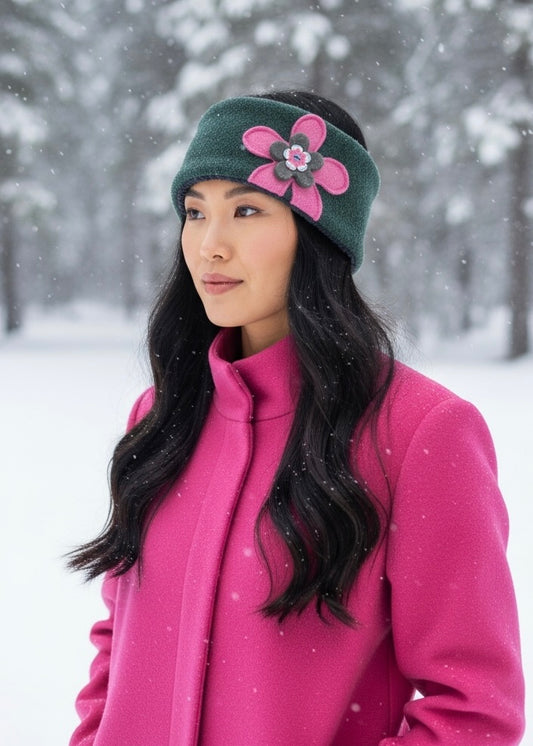 Flower Garden Ear Warmer - Fuchsia Forest