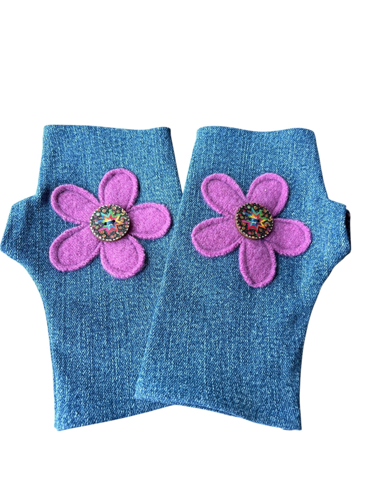 Flower Garden Hand Warmers - Denim Daisy