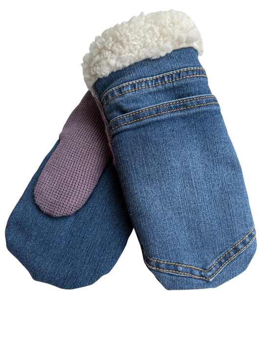 Up-cycled Denim Mittens - Large