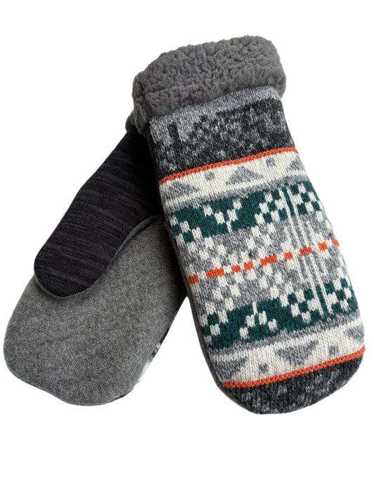 Up-cycled Gray Knit Mittens - Large