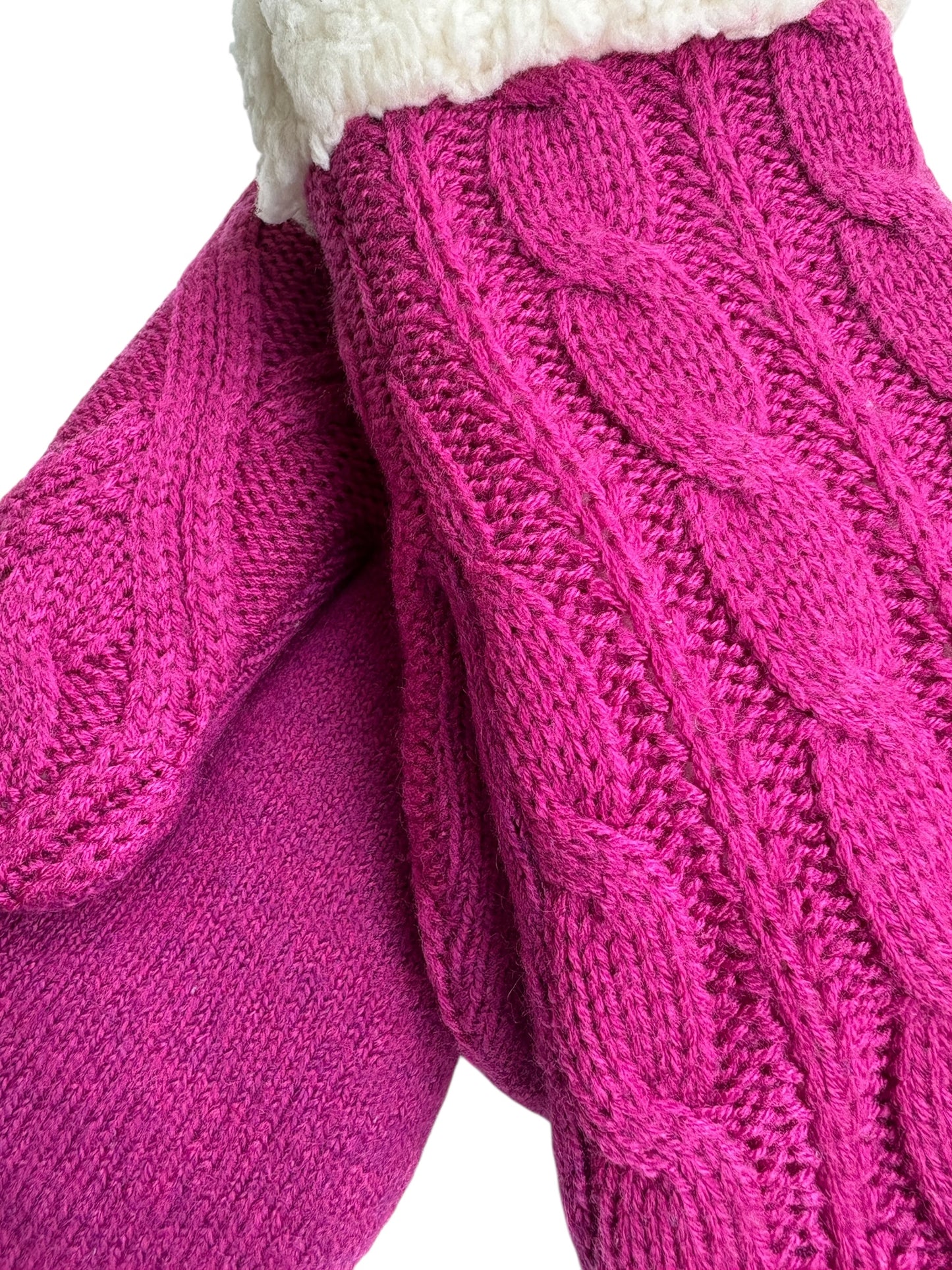 Up-cycled Fuchsia Knit Mittens - Large