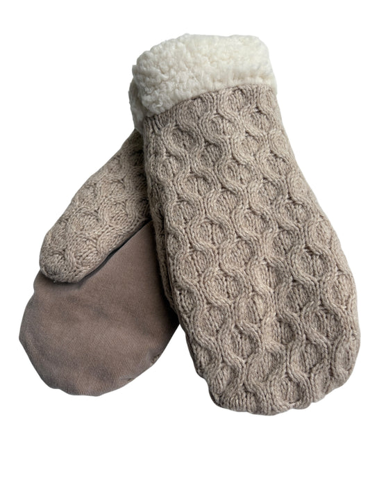 Up-cycled Neutral Knit Mittens - Large