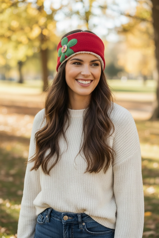 Flower Garden Ear Warmer - Garden Poppy