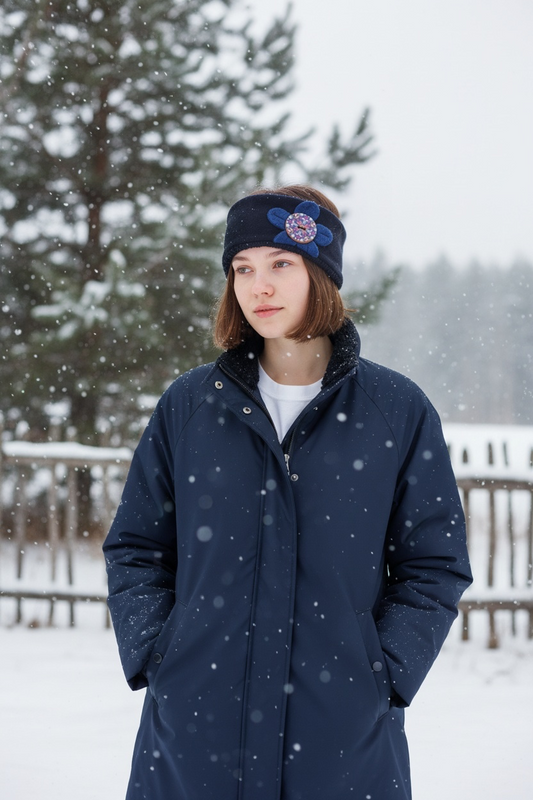 Flower Garden Ear Warmer - Winter Bluebell